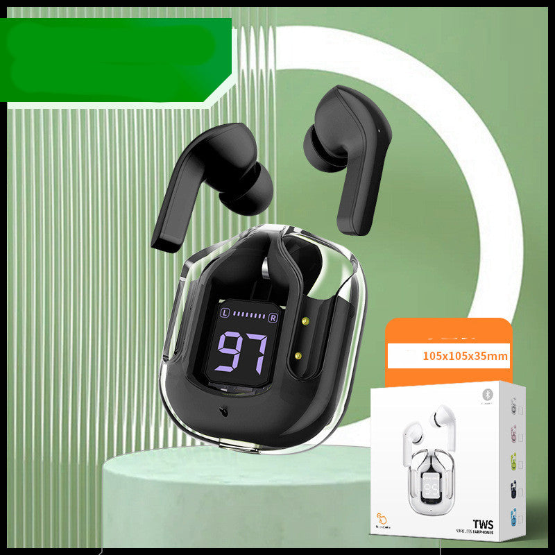 New Mini Transparent Wireless Bluetooth Headset Digital Display ENC Noise Reduction True Wireless Sports Music